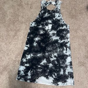 Ecoté T-shirt Tank Top High Neck Cut Out Back Black & White Sundress S